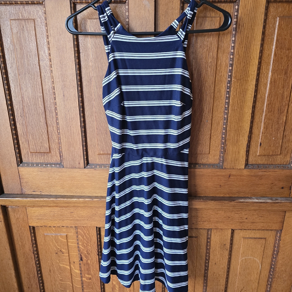 Navy and White Striped Dress